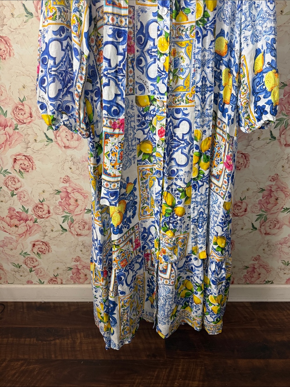 EUC Marina St Barth POSITANO DRESS NEREA Lemons 100% Linen $675 - Picture 5 of 6